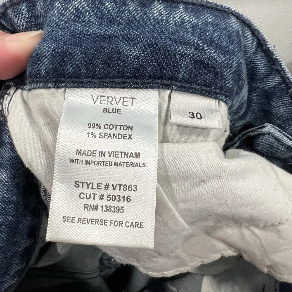 Vervet Distressed High Rise Crop‎ Straight Leg Denim Jeans Sz 30 - Picture 6 of 10
